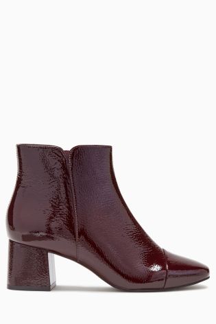 Patent Block Heel Ankle Boots